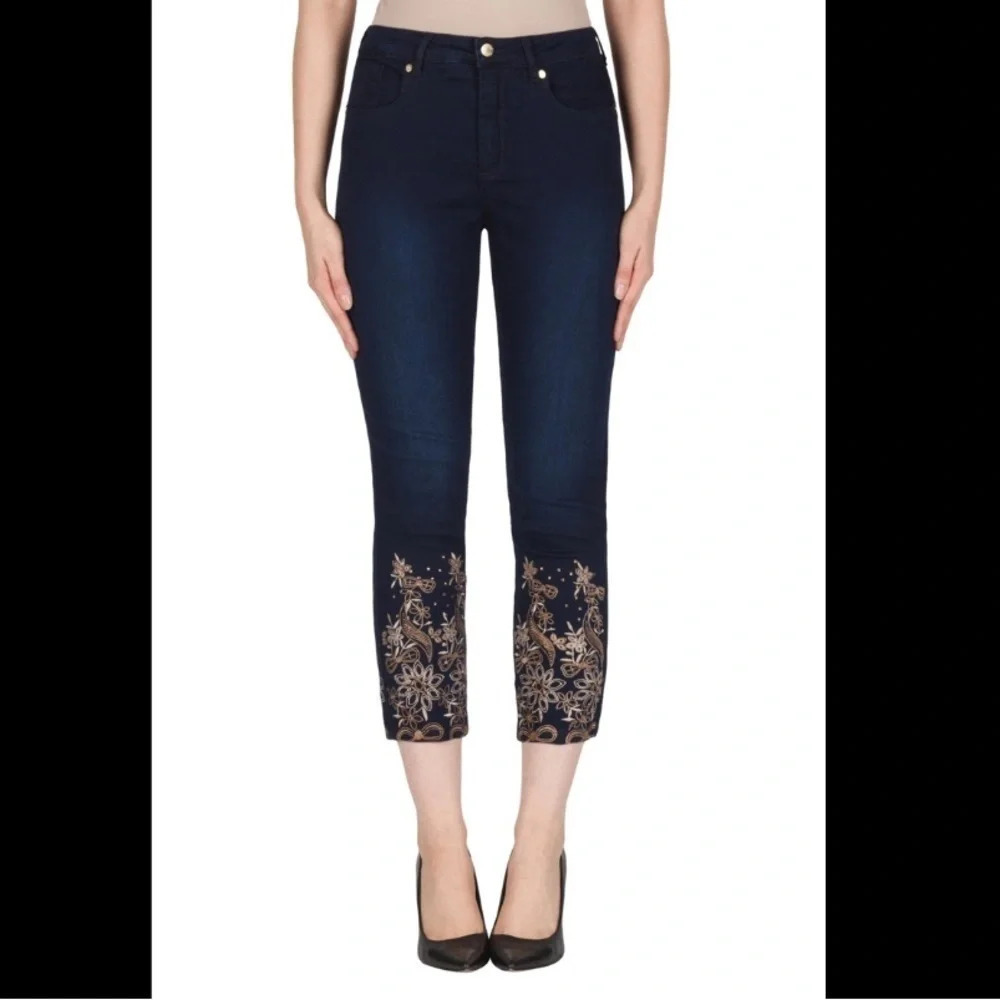 Joseph Ribkoff Embroidered Leg Jean - Picture 2 of 15